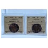 ICCS Graded 2003 and 2004 Mint State Canada Two