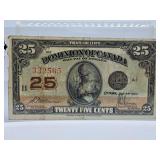 Extremely Fine 1923 Canada Twenty Five Cent Bill