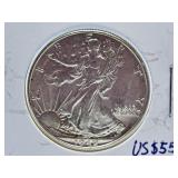 About Uncirculated 1942 U.S.A. Half-Dollar Coin