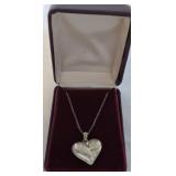 Sterling Silver Vintage Etched Heart Pendent