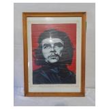 Framed canvas painting of Che Guevara signed