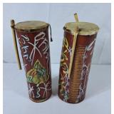 Vintage Bongo Drums - Note One is Split