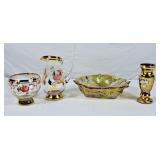 Handpainted Cream & Sugar Set, Handpajnted Vase &
