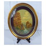 Framed oval oil painted signed Rogers 13"H 10ï¿½"W