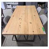 Horrace Solid Wood Top Metal Base Dining Table