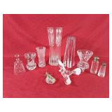 Cut Glass Vases, Heavy Glass Taper Holder, Glass