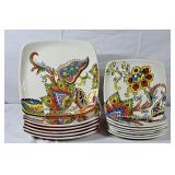 Beautiful Square Dinner Plates - 6 Large & 7