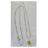 925 Sterling Silver Chain & Citrine 925 Heart