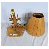Carved Wood lamp with wooden shade