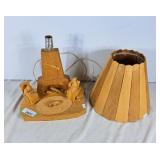Carved Wood lamp with wooden shade