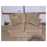 Tan Love Seat With 2 Throw Pillows 60" Long