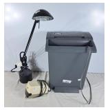 GBC Shredmaster paper Shredder, desk lamp and