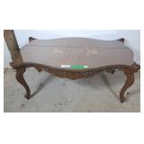 Vintage carved wood console table with shaped