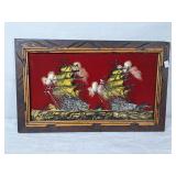 Dripped acrylic Nautical painting on velvet