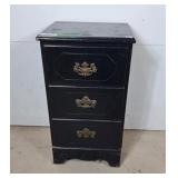 Side table with 3 drawers with copper handles