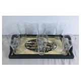 Watkins serving tray with 6 NHL Coca-Cola glasses