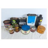 Assortment of oil and grease tins