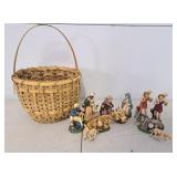 Vintage Italian Nativity Scene & Basket - Oe