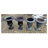 4 plastic outdoor planter urns