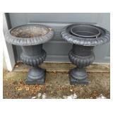 2 cast iron outdoor planter urns
