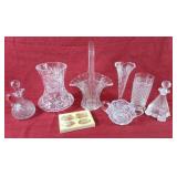 Gorgeous Etched Glass Basket, Crystal Vase,