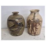 Pair of signed bolt vases