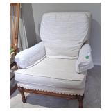 Ivory Coloured Wing Back Chair w/Wood Legs