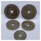 1927 Belgian 25 Centimes Coin, 1939 Belgian 25