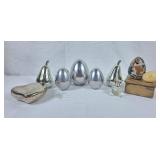 Painted Pottery Egg, Metal Home Decor, Marble