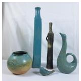 Assortment of Turquoise Pottery Pieces - Tallest