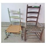 2 rocking chairs with basket weave seats