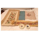 Needle point chair covers, bench cover, bell