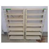 2 metal storage shelves