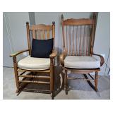 2 wooden Rocking Chairs with woven seats and
