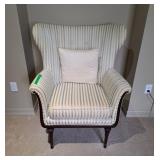 Vintage Stripped Wingback Reading Chair with 2