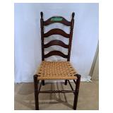 Vintage style ladder back chair with woven seat