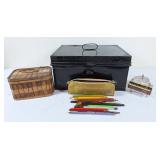 Metal storage box, decorative piano, vintage