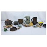 Assortment of Pottery Pieces - Mugs, Figures,