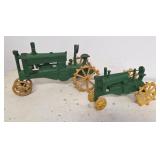 Pair of cast John Deere tractors