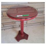 Red Pedestal Table with spiral twist column and