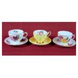 Trio of Pretty Teacups - Royal Vale & Queen Anne