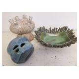 Trio of unique pottery art pieces! Great for