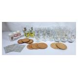 Vintage Glassware w/Flowers, Horses, Grapes & B