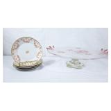 Beautiful Floral Glass Pedestal Cake Stand &