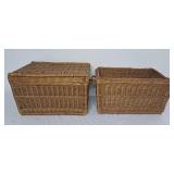 2 wicker baskets one has lid 23'W 15ï¿½'D 15'H