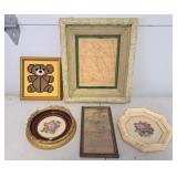 Vintage Frame & Framed Embroidered Pieces