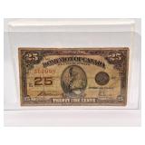 1923 Canada 25 cent Bill
