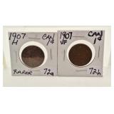 Rarer 1907H, and 1907 Plain Nice Pair Canada