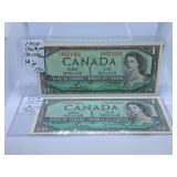 Choice Uncirculated Two in a Row 1954 Canada One