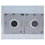 1912 and 1920 Canada Nickels